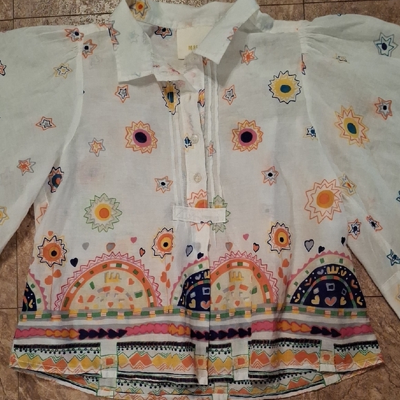 Anthropologie Maeve White Floral Blouse - Picture 4 of 9